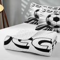 thumbnail image 4 of Manfei Sport Bed Spread Queen, Football Queen Coverlet Set, Black White, Reversible 3 Pieces, 1 Quilt and 2 Pillowcases, 4 of 7