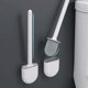 thumbnail image 1 of 1 cepillo de baño de silicona y soportes para inodoros profundos, escoba con mango largo de plástico antideslizante y cerdas flexibles, cepillo de baño con soporte de secado rápido, 1 of 5