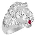 thumbnail image 3 of RYLOS 14K White Gold Lion Head Ring; Diamonds in Eyes & Gemstones in Mouth Fun Designer Rings - Ruby Mens Jewelry Size 13, 3 of 6