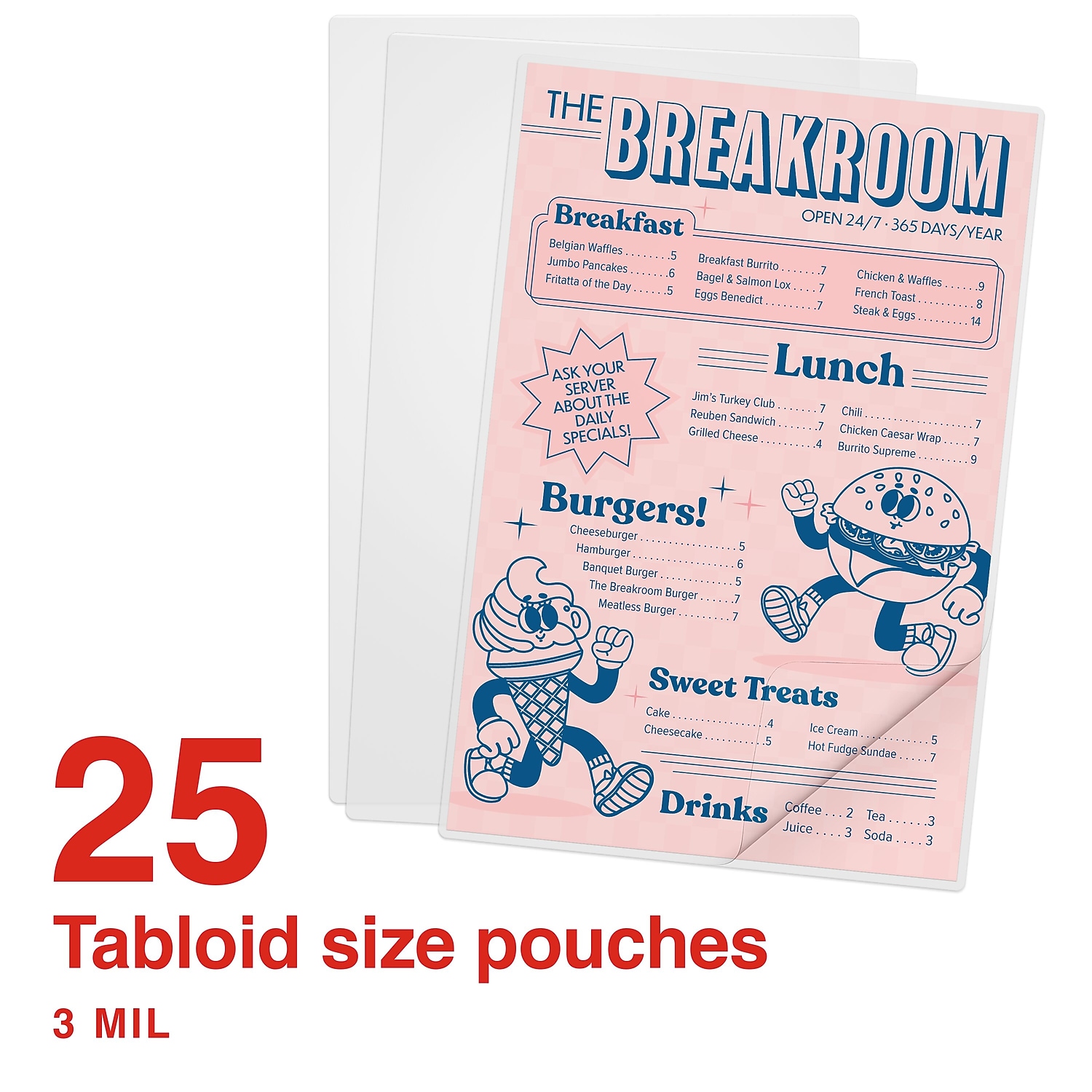 Staples Thermal Pouches Menu 25/Pack (17469) 19710