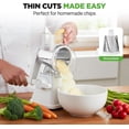 thumbnail image 3 of NutriChef 3-in-1 Cheese Grater & Shredder – Rotary Hand-Crank Grater with Strong Suction Base & Safety Lock, Includes 3 Drum Blades for Fine, Medium & Strip Cuts, White, 3 of 4