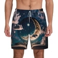 thumbnail image 2 of Picia Artistic Starry Sky Moon Book pattern Mens Swim Trunks with Compression Liner Stretch Beach Shorts Quick Dry with Zipper Pockets No-Chafing Board Shorts-Small, 2 of 9
