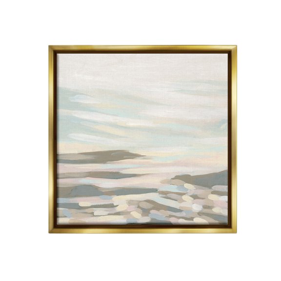 Stupell Industries Abstract Pastel Landscape Landscape Painting Gold Floater Framed Canvas Art Print Wall Art, 18 x 18