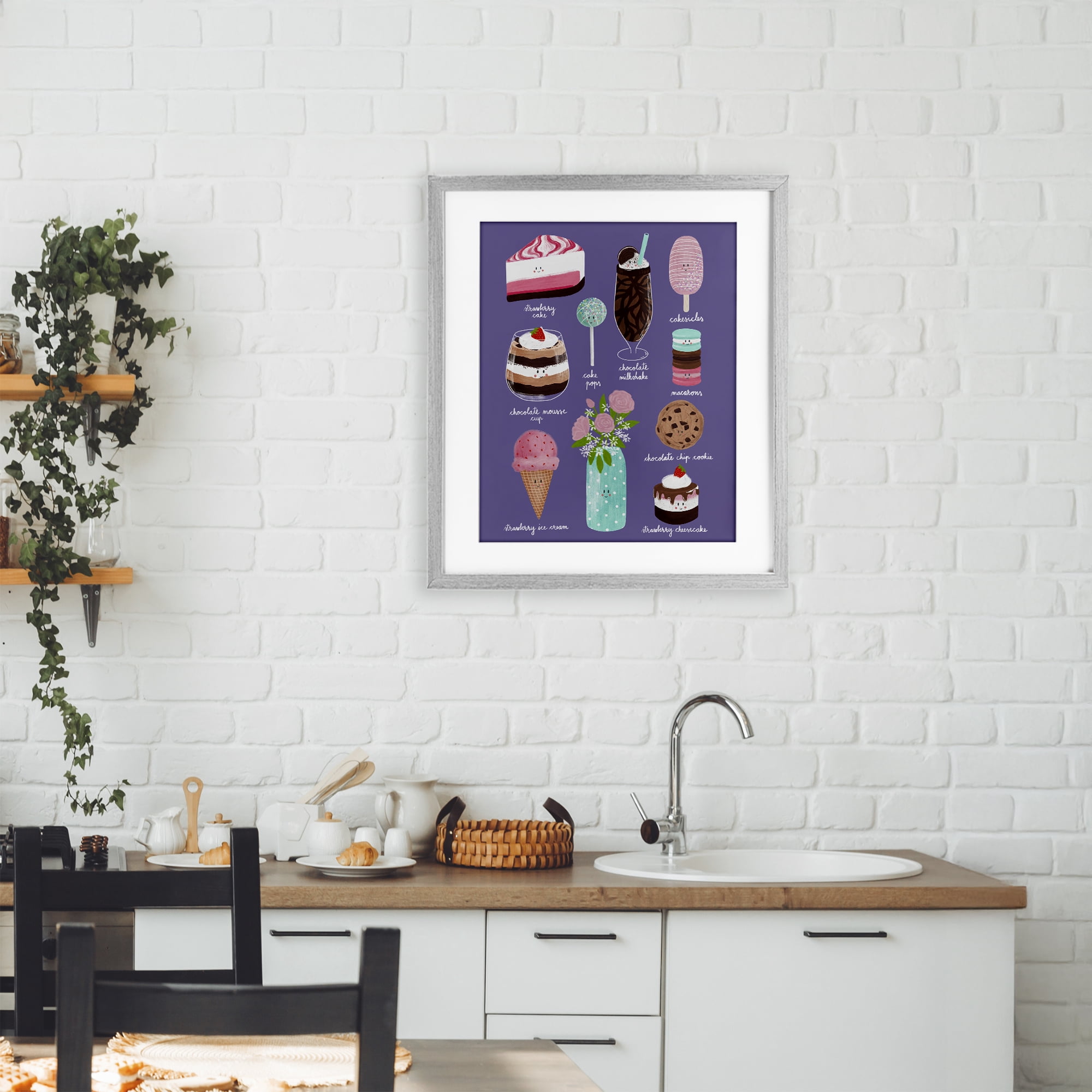Stupell Industries Decadent Desserts & Flowers Gray Framed Print Under Glass, design by Metka Hiti