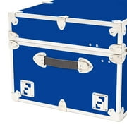 Rhino Trunk & Case Large Leather Embossed Vinyl Trunk With Removable Wheels, Summer Camp Footlocker, College Dorm Storage Chest, Sportsman Trunks - Seats 1000+ lbs. On Top 32x18x14 (Royal Blue)