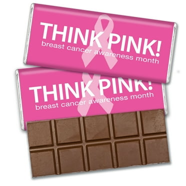 36 Pcs Breast Cancer Awareness Candy Gifts in Bulk Wrapped Belgian Chocolate Bars - Pink Ribbon