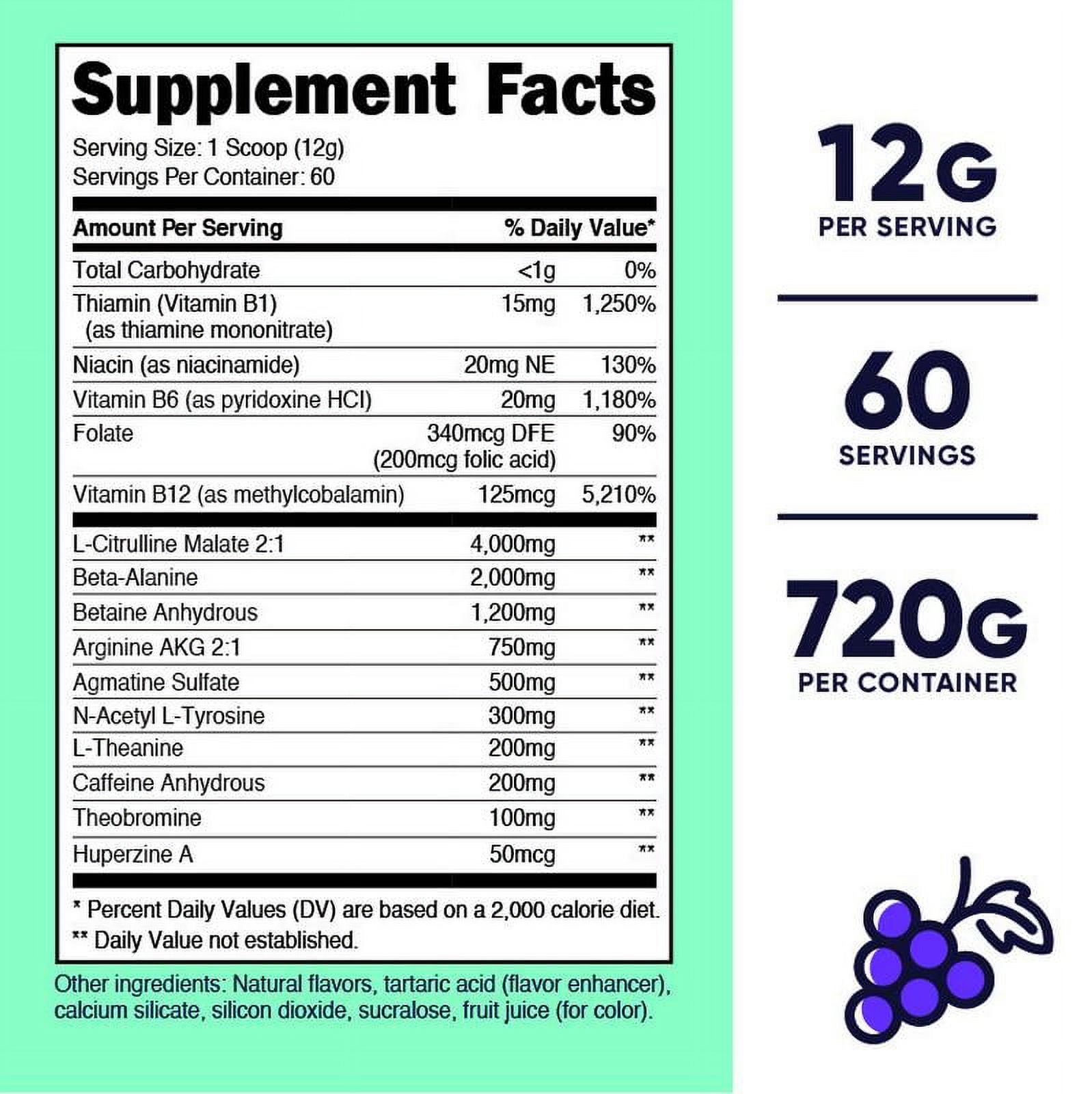 Nutricost Pre-Workout For Women Grape (60 SERV) - Non-GMO, Gluten Free, Supplement