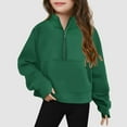 thumbnail image 2 of Garbnen Girls Sweatshirts Half Zip Solid Fleece Sweater for Teen Girls with Kangaroo Pockets Fall Winter Long Sleeve Preppy Trending Clothes for Teen Girls Thumb Hole 8-9 Years, 2 of 3