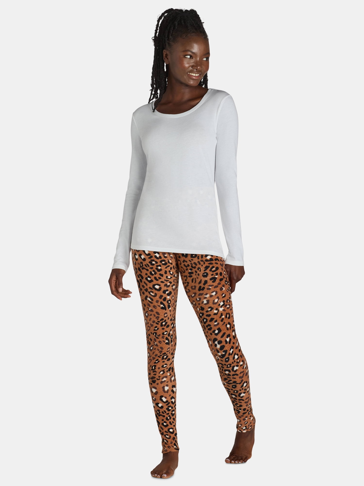 ClimateRight by Cuddl Duds Stretch Women's Warm Stretch Fleece High Rise Base Layer Thermal Legging, Sizes XS to 4X