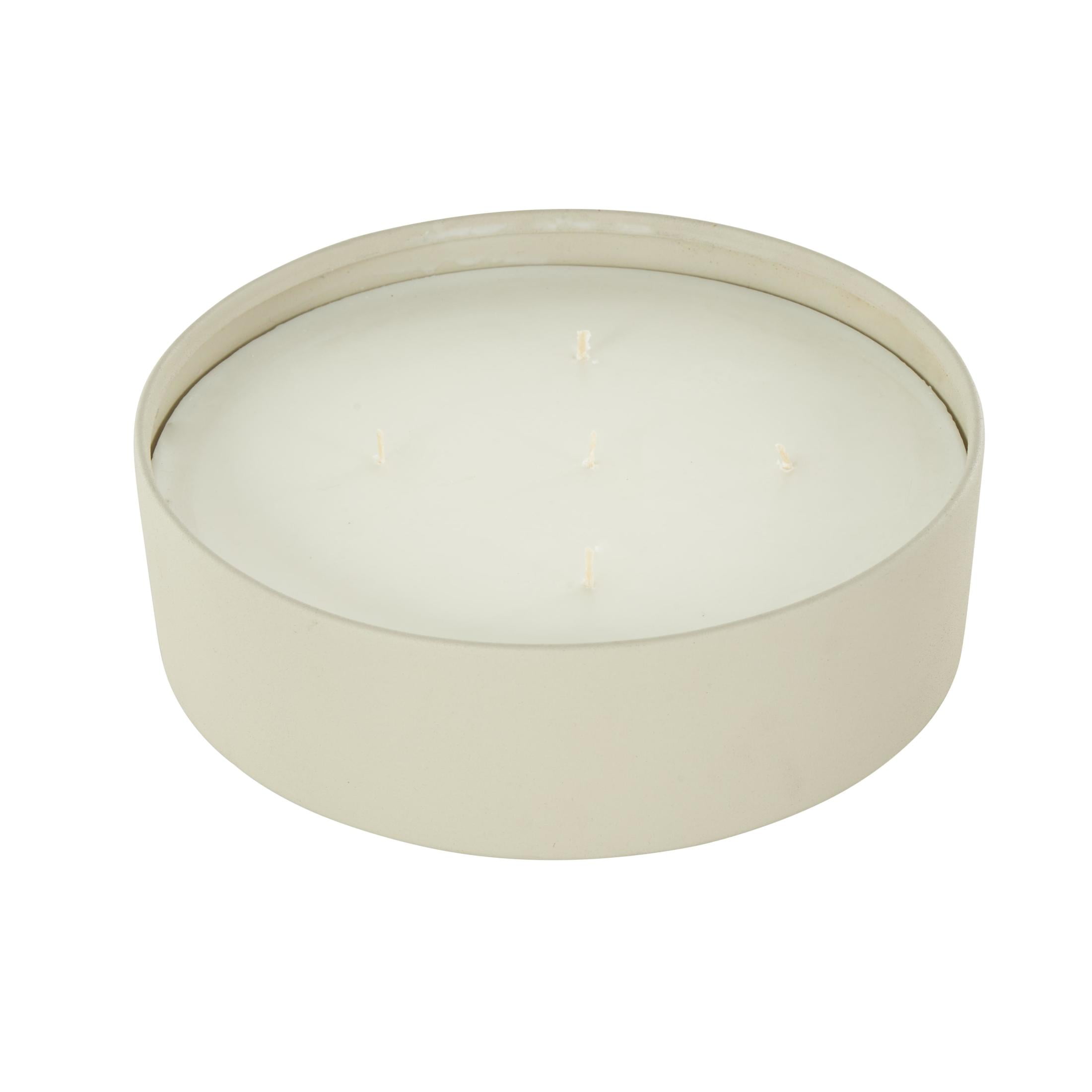 DecMode Light Gray Metal Tropical Fruit Medley Scented Textured 59oz 5 Wick Candle with White Wax