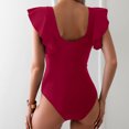 thumbnail image 6 of JIUWEN Women's One Piece Swimsuit Ruffle Cutout Bathing Suits Slimming Tummy Control V Neck Wrap Swimwear-Wine-2xl,One Piece Swimsuit Women,Ruffle Swimsuits for Women,Tummy Control Swimsuit, 6 of 6