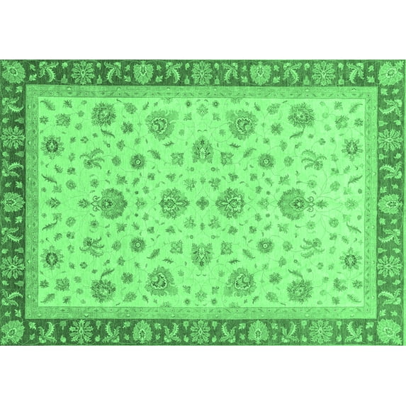 Ahgly Company Indoor Rectangle Oriental Emerald Green Traditional Area Rugs, 2' x 3'
