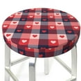 thumbnail image 3 of Kdxio Heart Plaid Print Stool Covers Round,Stretch Round Bar Stool Covers Washable Bar Stool Cushion Slipcover for 12-15 Inch Chair, 3 of 7