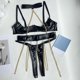 thumbnail image 2 of Gibobby Lenceria mujer sexy Conjunto de Lencería de Malla, Elegante Conjunto de Lencería con Bordado de Bloques de Color Ajustable para Mujer para Luna(Negro, M), 2 of 3