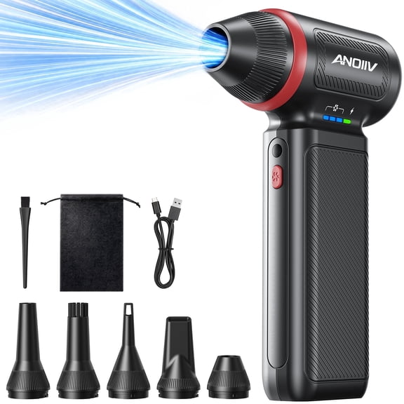 TERUNSOUL Air Duster, Replaces compressed air can, Stepless Speed Adjustable, For Car, Computer, Laptop, Keyboard Cleaning