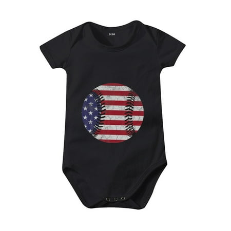 

Rovga Baby Girl Bodysuits Toddler Kids 4Th Of July Letters Baseballs Prints Short Sleeve Independence Day Romper Jumpsuit Cloths