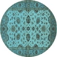 thumbnail image 1 of Ahgly Company Indoor Round Oriental Light Blue Traditional Area Rugs, 5' Round, 1 of 4