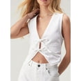 thumbnail image 5 of FEORJGP Women's Sexy Denim Tank Tops Ladies Slim Sleeveless Vests Fitted Deep V Neck Waistcoats Front Tie-Up Tops Solid Color Fashion Cool Blouses Summer Clothes Streetwear for Vacation Daily, 5 of 6