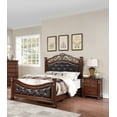 thumbnail image 5 of Bed Frame Formal Traditional Dark Cherry 1pc Eastern King Size Bed Tufted Faux Leather Headboard Footboard Bedframe, 5 of 7