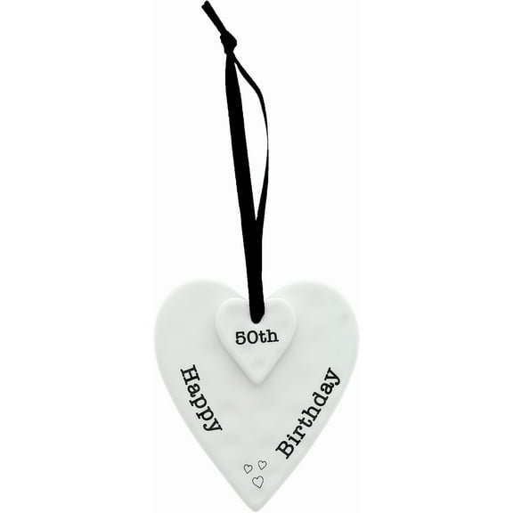 Happy 50th Birthday - 3" Ceramic Keepsake Heart Plaque