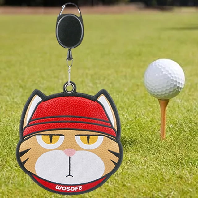 Toalla de pelota de golf, limpiador de pelotas de golf, dibujos animados de bolsillo para hombres y mujeres, accesorios de golf gato marrón