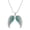 Necklace-Aqua, variant on Angel Wing Pendant Necklace or Earring Aqua Clear Rhinestone Crystal Rhodium Plated 17 Inch Snake Chain J0317-AQ