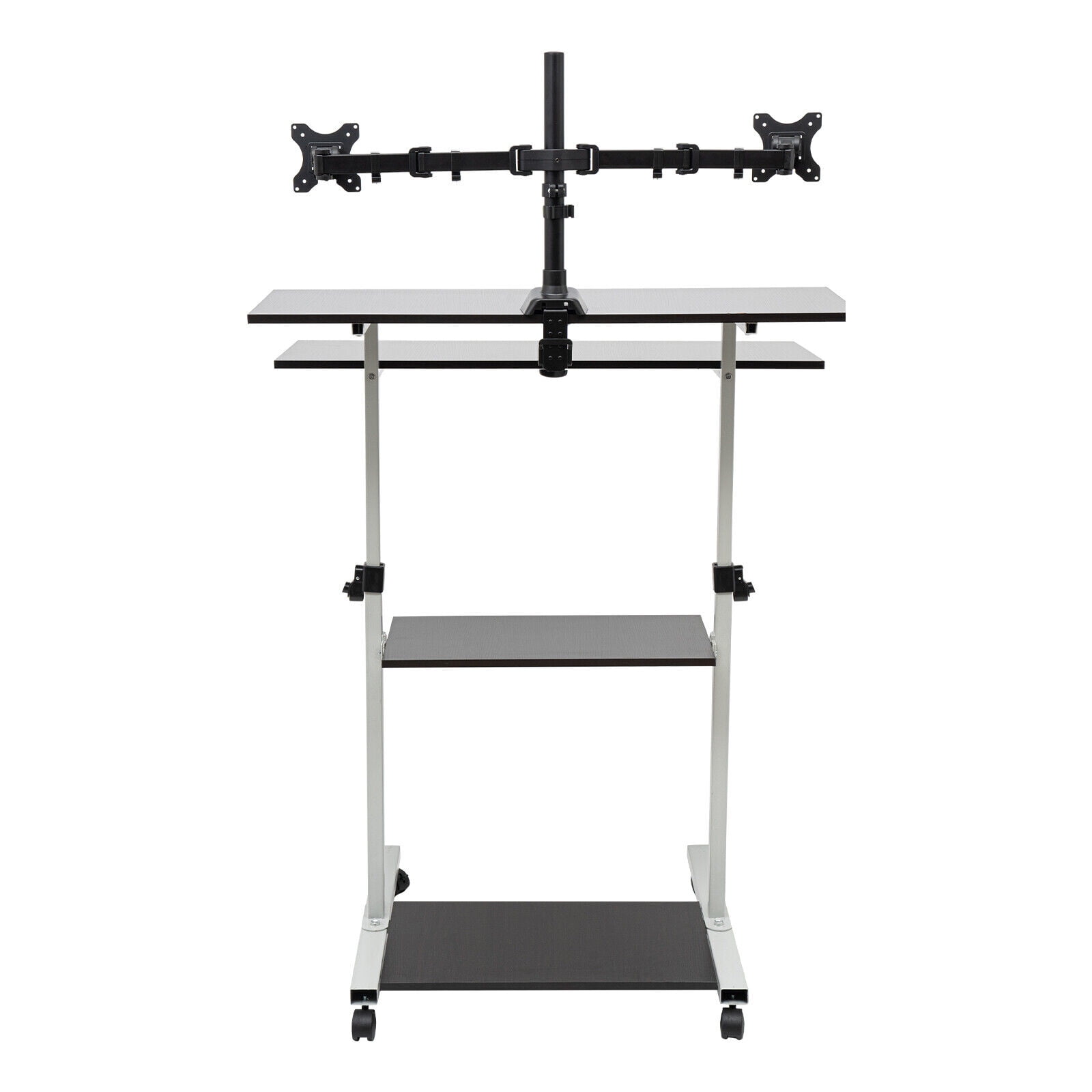 Mobile Standing Desk, Adjustable Computer Desk, Rolling Laptop Cart, Portable Laptop Stand, Tall Table
