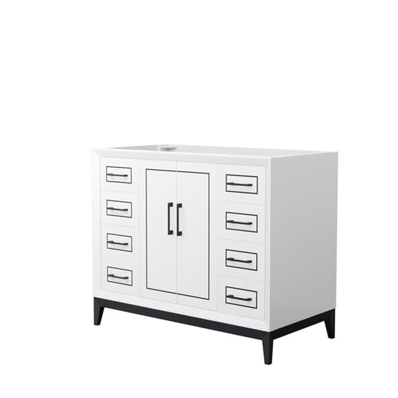 42 in. Marlena Single Bathroom Vanity, No Countertop, No Sink & Matte Black Trim - White