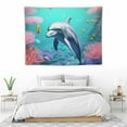 thumbnail image 3 of ONETECH  Dolphin Underwater World Pattern Tapestry for Bedroom Living Room Quarters Decoration, 3 of 7