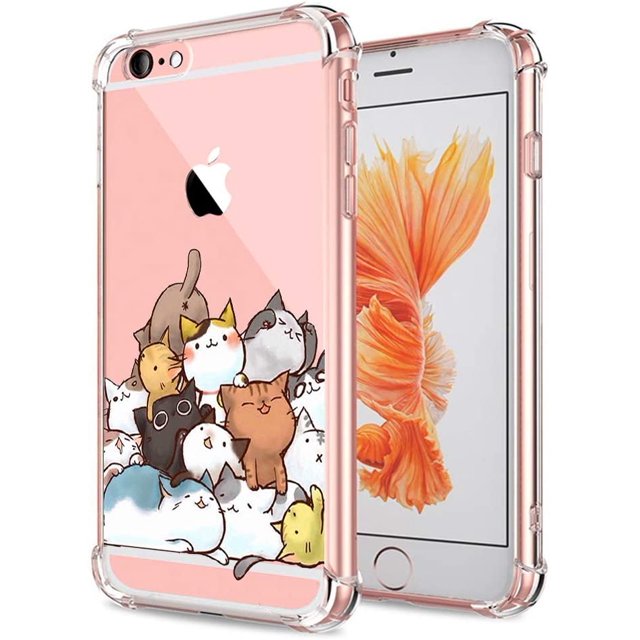 iPhone 6S Case Cat, Ultra Crystal Clear with Design Cute Pile of Cat Texture Bumper Protective Case for Apple iPhone 6 6S Case 4.7 Inch Gel Soft TPU Silicone Material Slim Shockproof Funny Girly Cover