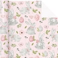 thumbnail image 2 of Wrapping Paper - Mini Roll - Watercolor Cute Bunny and Pink Floral Gift Wrap, 2 of 4