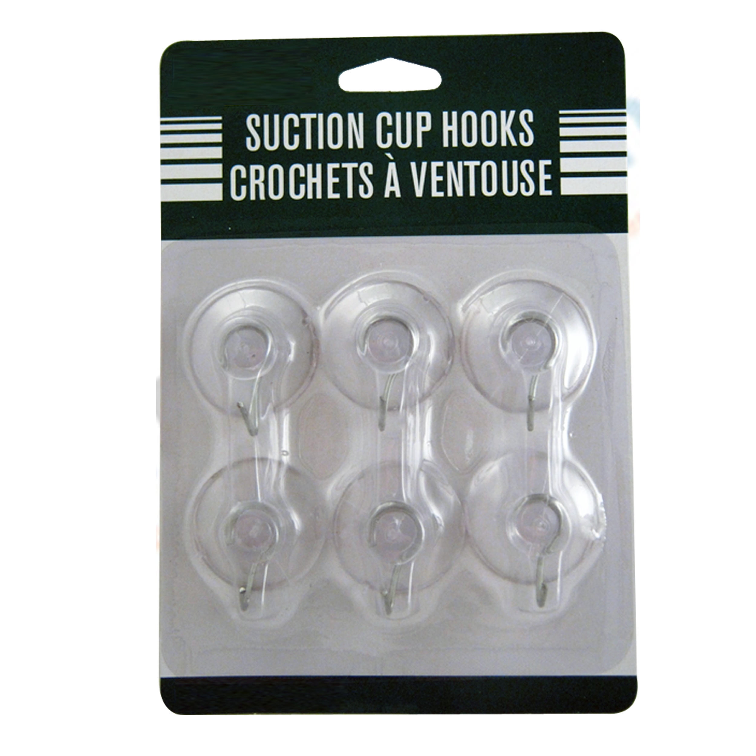6 Suction Cups Hooks Hanger Plastic Clear Wall Bathroom