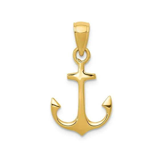 Finest Gold C3339 14K Yellow Gold Anchor Pendant