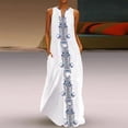 thumbnail image 4 of SMihono Robe Bohème d'Été pour Femmes Grande Taille Femmes Vintage Quotidienne Décontractée Sans Manches à Rayures Imprimée à Col en V Robe Maxi d'Été, 4 of 6