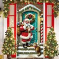 thumbnail image 5 of Adornos navideños, adornos navideños, pegatinas navideñas para puerta, tela colgante, decoración para fiestas navideñas, fondo de tela para puerta de habitación con tapiz, cortina de poliéster., 5 of 5