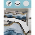 thumbnail image 4 of Navy Blue Brown Twin Size Down Alternative Comforter, Lightweight Comforter Quilt Bedding Set with Pillow Shams Luxury Modern Art Abstract All Seasons Bed Comforter Duvet Insert 68"x86", 4 of 7