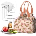 thumbnail image 4 of Pioneer Flower Floral Print Pattern Drawstring Lunch Bag Women - Drawstring Lunch Bag Insulated for Work Office - Stain-Resistant Large Lunchbags for Women with Multi-Pockets, 4 of 6