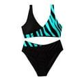 thumbnail image 5 of Sngxgn Women Two Piece Swimsuit Retro Halter High Waist Bikini(Blue,S), 5 of 5