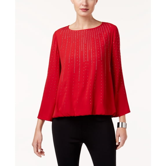 Alfani - Embellished Bubble-Hem Blouse - Regular - XL