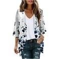 thumbnail image 2 of pimelu Kimonos For Women Boho Floral Print Lightweight Cardigans 3/4 Sleeve Open Front Summer Beach Plus Size Cover Ups Top, 2 of 5