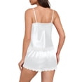 thumbnail image 5 of Wdfiry 2 Piece Silk Stain Pajamas Sets for Women Cami Tops and Shorts Sets Solid Color Lace Trim Pajamas Sets, 5 of 5