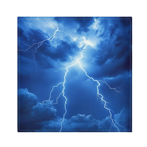 Satin Napkin Square 20 Inches Soft Smooth Decorative Napkins for Party Wedding Banquet and Dinner Blue Tone Lightning