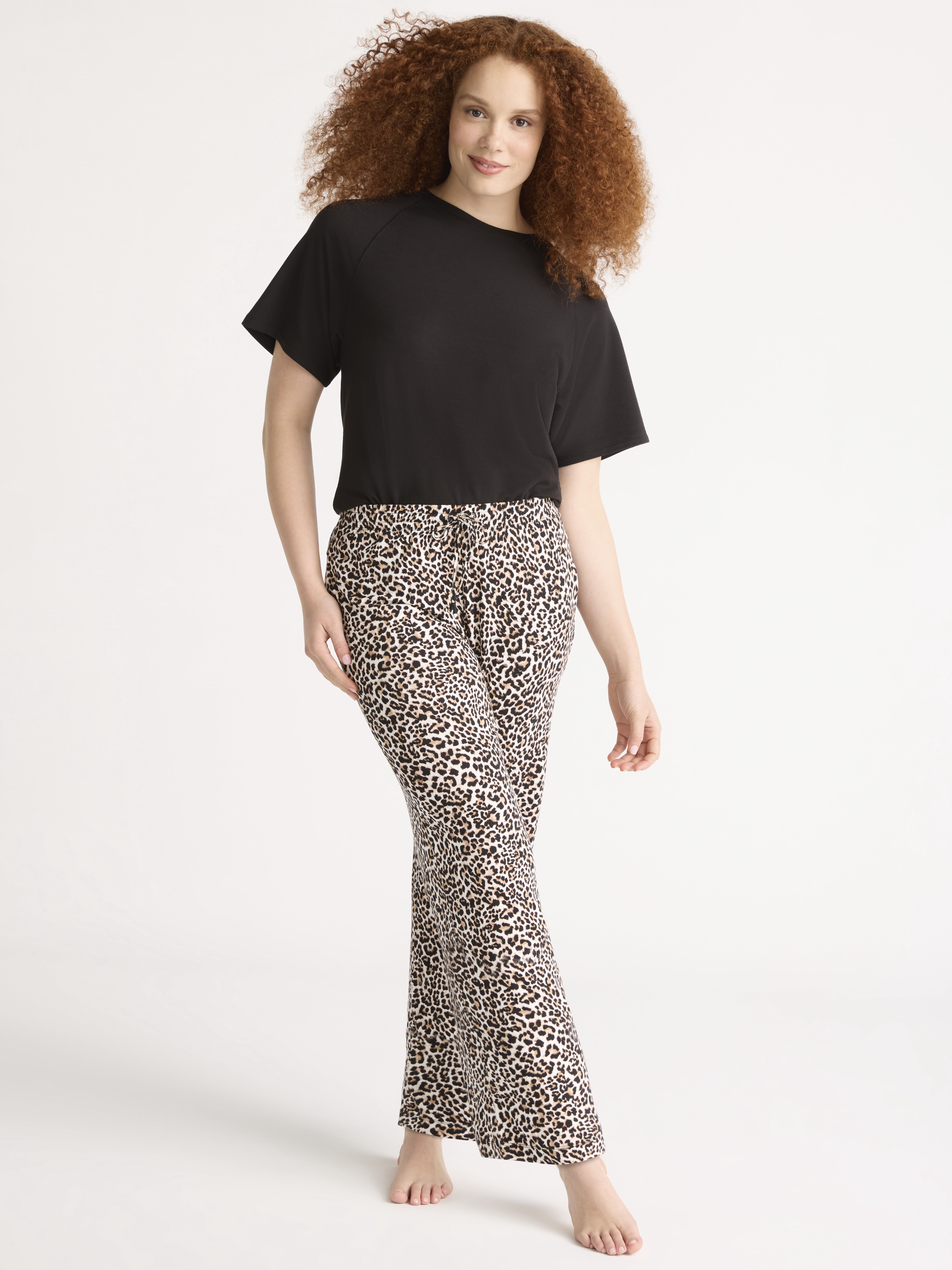 Joyspun Women’s Sleepwear Knit Cropped Pajama Pant, Sizes S to 3X