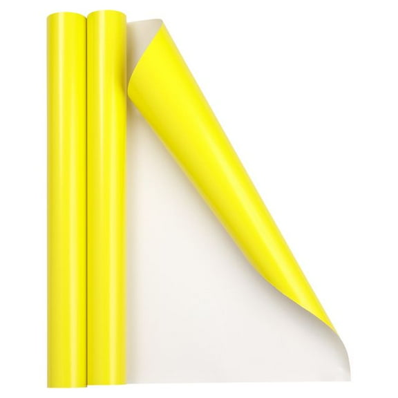 JAM Paper Glossy Wrapping Paper, 52.6 Sq ft Total (17 in x 18 Ft Each), Yellow, 2 Rolls