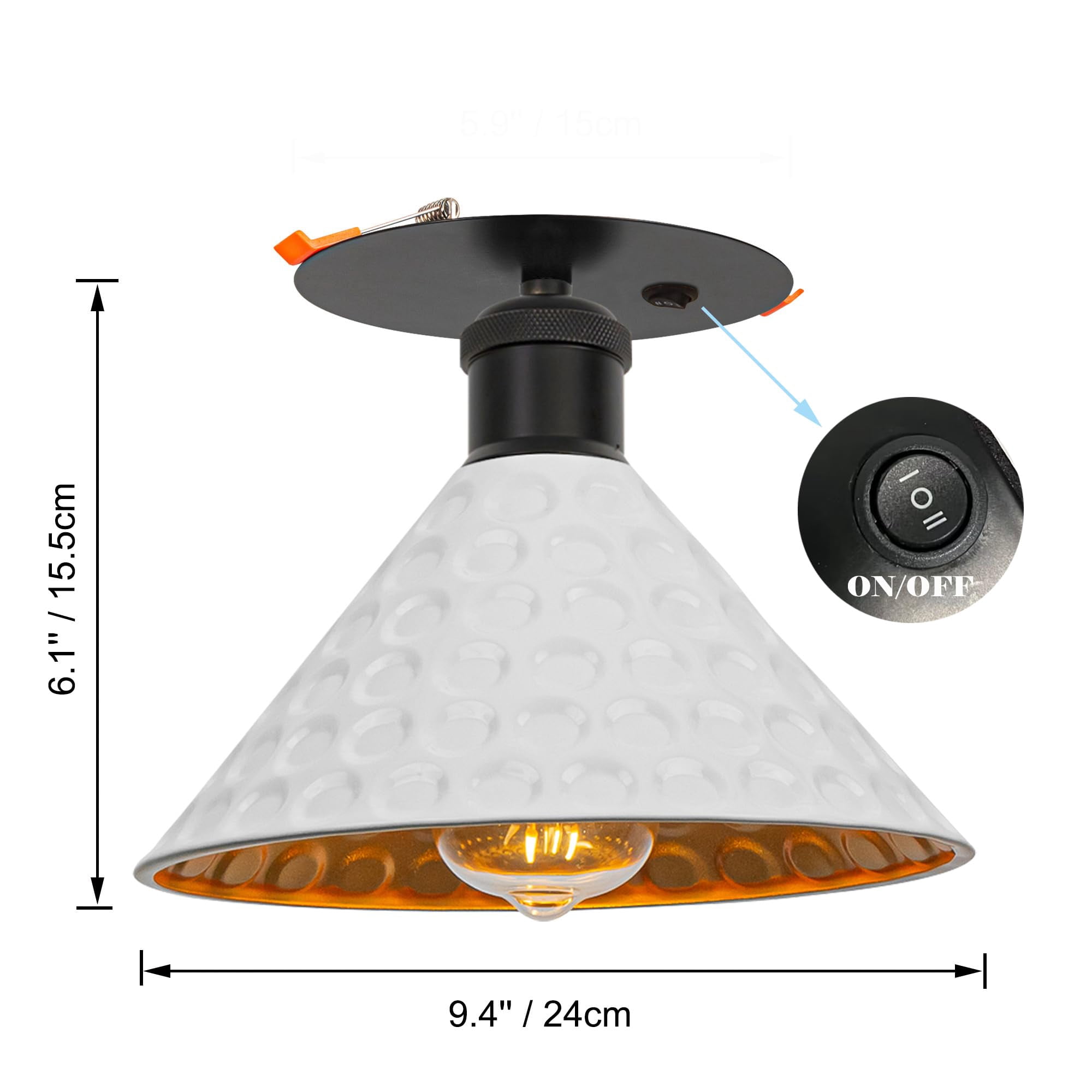 Kiven RV Boat Recessed Ceiling Light, 12V Led Light with ON/OFF Switch and E26 Socket,White Modern 3000K/Warm White 6W Aluminum Interior Lighting for Under Cabinet Camper Van RV Motorhome TB2776