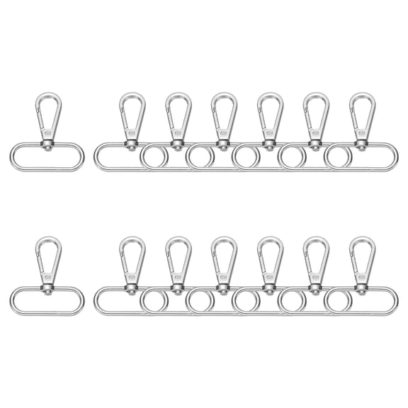14pcs Swivel Clasps Hook, 1-1/2 inch Oval Ring Lobster Claw Clasps Trigger Snap Hooks Metal Keychain Clips for DIY Purse Jewelry Making, Silver
