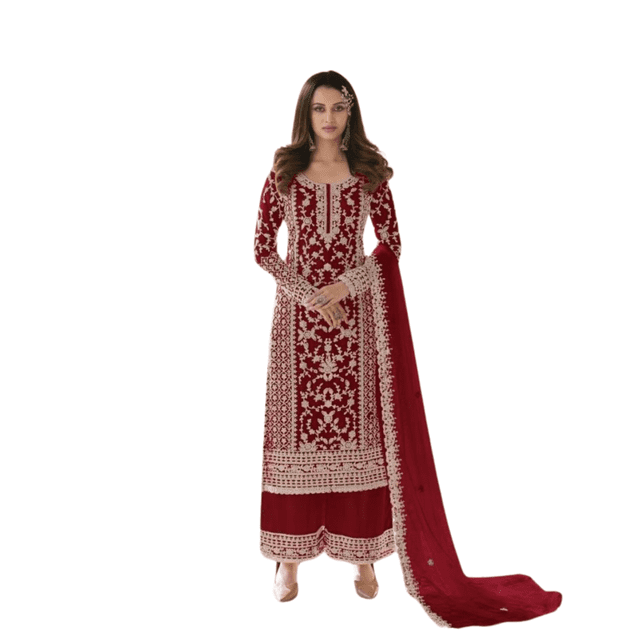 Custom Made Designer Embroidery Work Red Salwar Kameez New Bollywood Wedding Party Suit Set