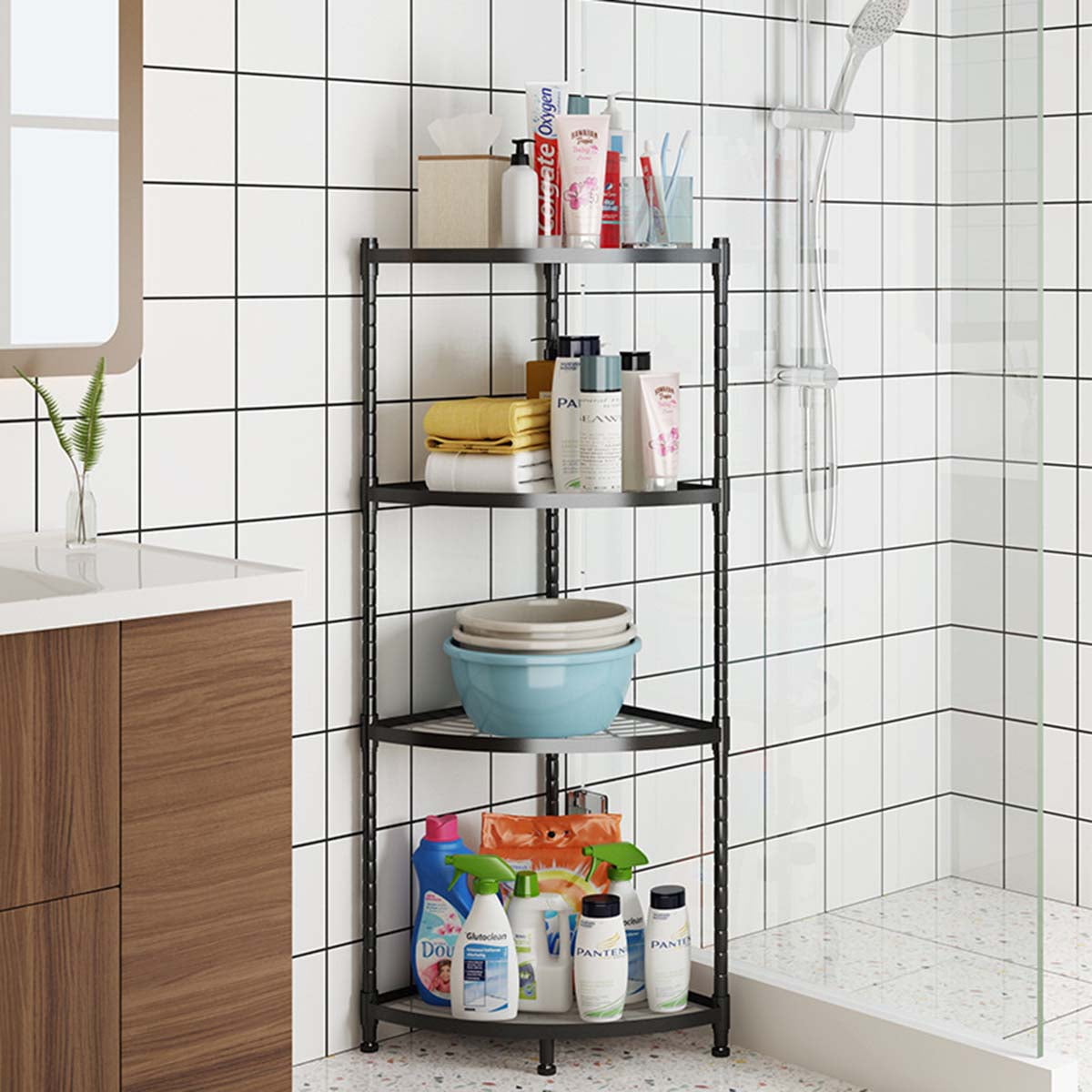 Details about   Wheeled Corner Shelf Bookcase 3-5 Layer Cutlery Sundry Storage Rack Kitchen Cart 