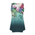 thumbnail image 6 of Cagogo Women Pleated Tank Tops Under $5 Sleeveless Flowy Cute Beach Athletic Cami Tshirts Dressy Casual Floral Printed V Neck Boho T Shirt Birthday Gifts, 6 of 6