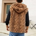 thumbnail image 6 of Zedker Faux Fur Vest Men with Hood Sleeveless Cardigan Fuzzy Fleece Jacket Stand Collar Jacket Thermal Vest Casual Winter Jacket Brown L, 6 of 10